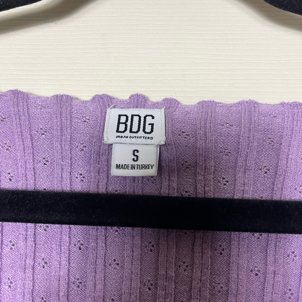 Purple Ribbed Knit Tie-Front Top - Picture 3 of 3